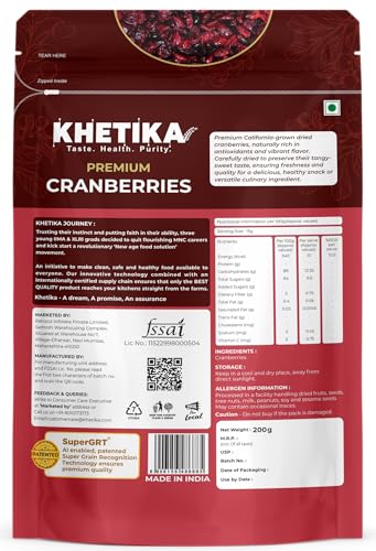 Image of Khetika Cranberries 200g | High Antioxidants | No Added Preservatives