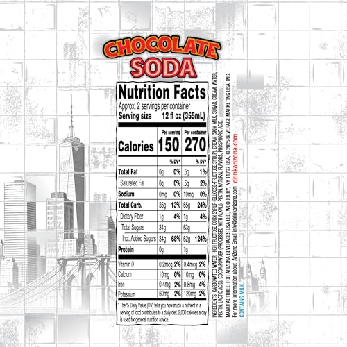 Image of AriZona Chocolate Egg Cream Soda | Lightly Carbonated | 22 Fl Oz (24 Pack)