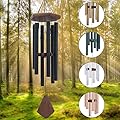 Wind Chimes Outdoor Deep Tone, Wind Chime Outdoor Sympathy Wind-Chime with 6 Tuned Tubes, Elegant Chime for Garden Patio Black Windchimes
