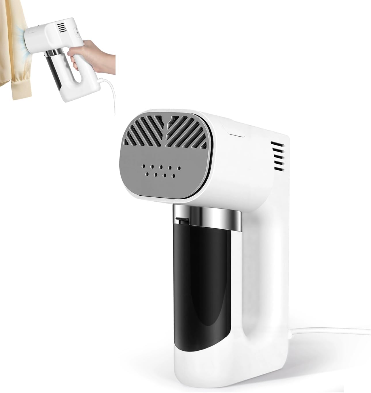 Handheld Vacuum Steam Iron, 3500Pa Suction Travel Steamer for Clothes, 2-in-1 Dry & Steam Modes Portable Mini Clothes Steamer, 1200W Fast Heat-Up, One-Handed Operation for All Fabrics