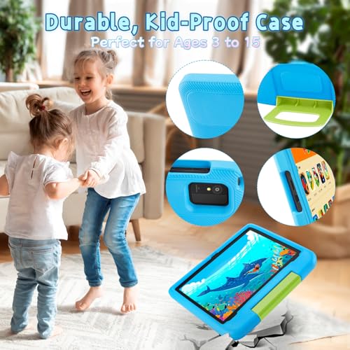 Image of Android 15 Tablet for Kids - Kids Tablet with 10.1 inch Display, 8GB+64GB, Octa-Core, WiFi 6, 5000mAh, Parental Controls & Pre-Installed Kids Apps, Tablets with EVA Case