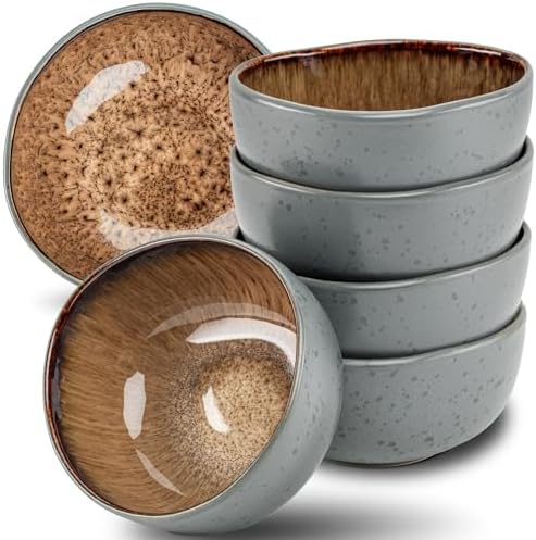 Moritz & Moritz Müslischalen 6er Set Beige - Steingut Bowls ca. 500 ml Füllmenge, einzigartiger Farbverlauf, robust und spülmaschinengeeignet - Serie Organic