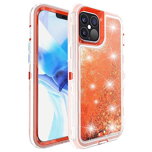 Coque iPhone 12 paillettes liquide antichoc or rose avec protection intégrale
