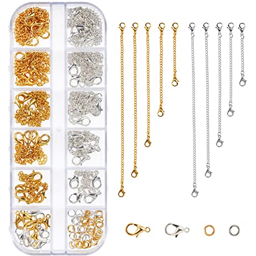 TAROME 20pcs Chaîne d'Extension Rallonge Collier Or Argent Collier Extension en Acier Inoxydable Extender pour Collier et Bracelet Fabrication de Bijoux Femme Fille Saint-Valentint, 5 Tailles Cover