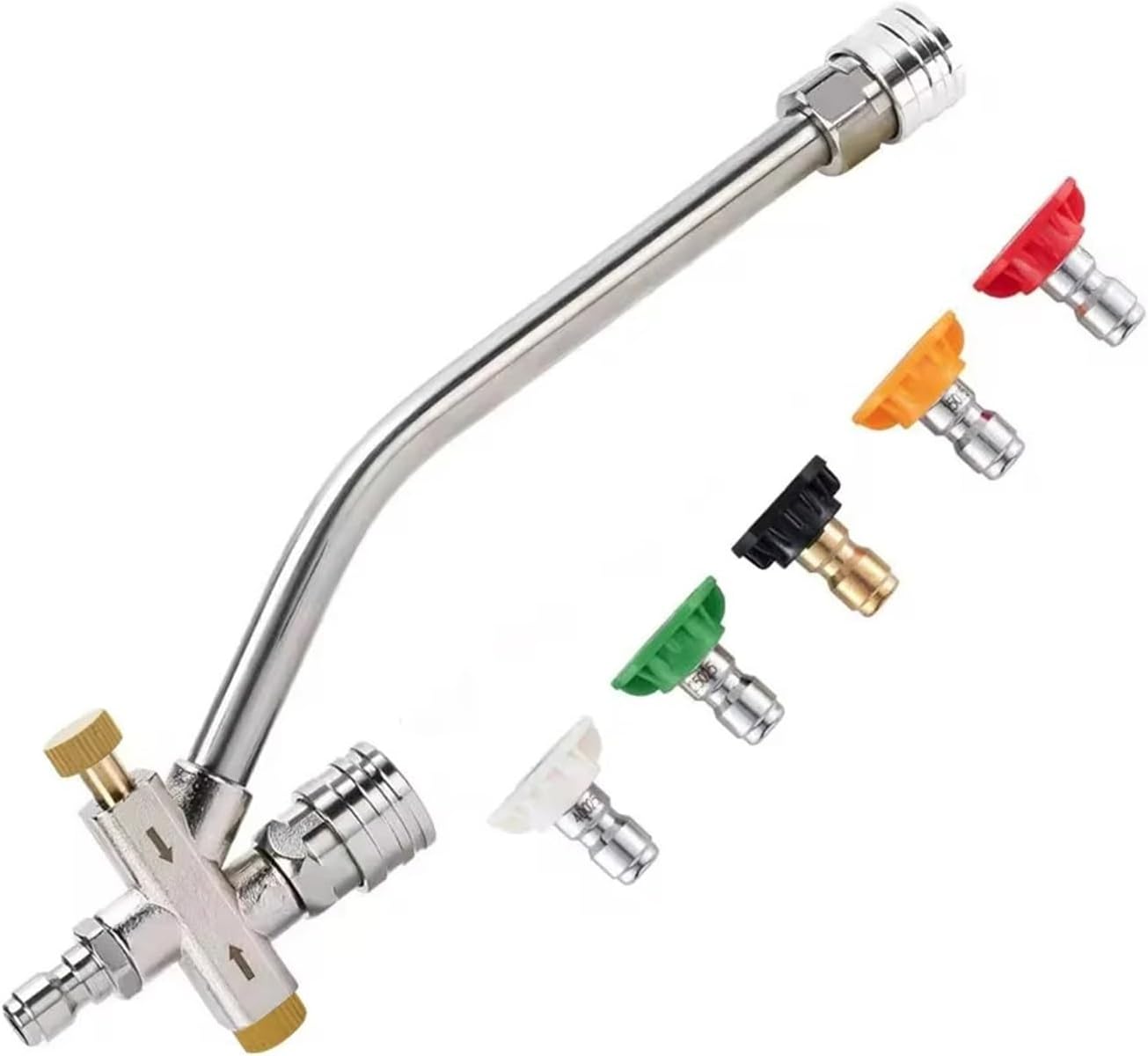 Dual Lance Pressure Washer Wand for Foam Cannon Pressure Washer Double Tip Attachment for Soap Cannon 1/4" Quick and 5 Nozzles(1Pcs+5Pcs)
