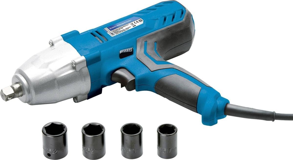 cartrend Slagmoersleutel, vermogen 520 W, max. koppel 300 Nm, met links- en rechtsloop, met 4 doppen in 17, 19, 21 en 22 mm, incl. opbergkoffer, 3 m kabellengte