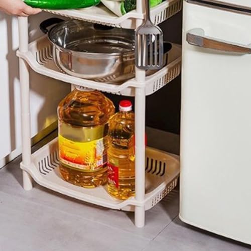 プラスチック製キッチン収納カート｜鍋・フライパン用自立型多層ユーティリティシェルフ｜お手入れ簡単｜人間工学設計｜十分な収納スペース [2]