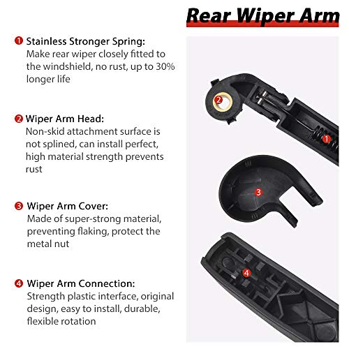 Image of OTUAYAUTO Rear Windshield Back Wiper Arm blade Set - Replacement for AUDI Q7 2015-2020, SQ7 2016-2020 Factory OEM Replacement for 4M0955407A