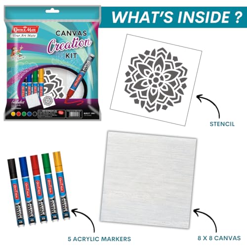 Image of Soni Officemate Canvas Creation Kit | Acrylic Markers and Canvas Set | Premium Art Supplies | Ideal for Beginners Artists Creative Painting Projects Home Use and Craft Hobby