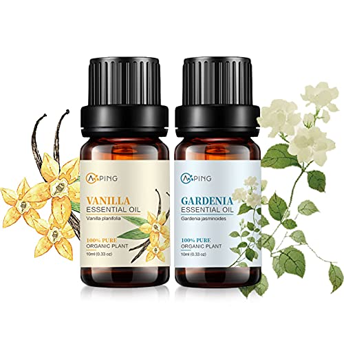 Gardenia & Vanilla Essential Oils - 100% Pure Organic Natural Plant Oils For Diffuser, Aromatherapy, Spa, Massage, Yoga, Perfume, Body - 2X10Ml #TOP2