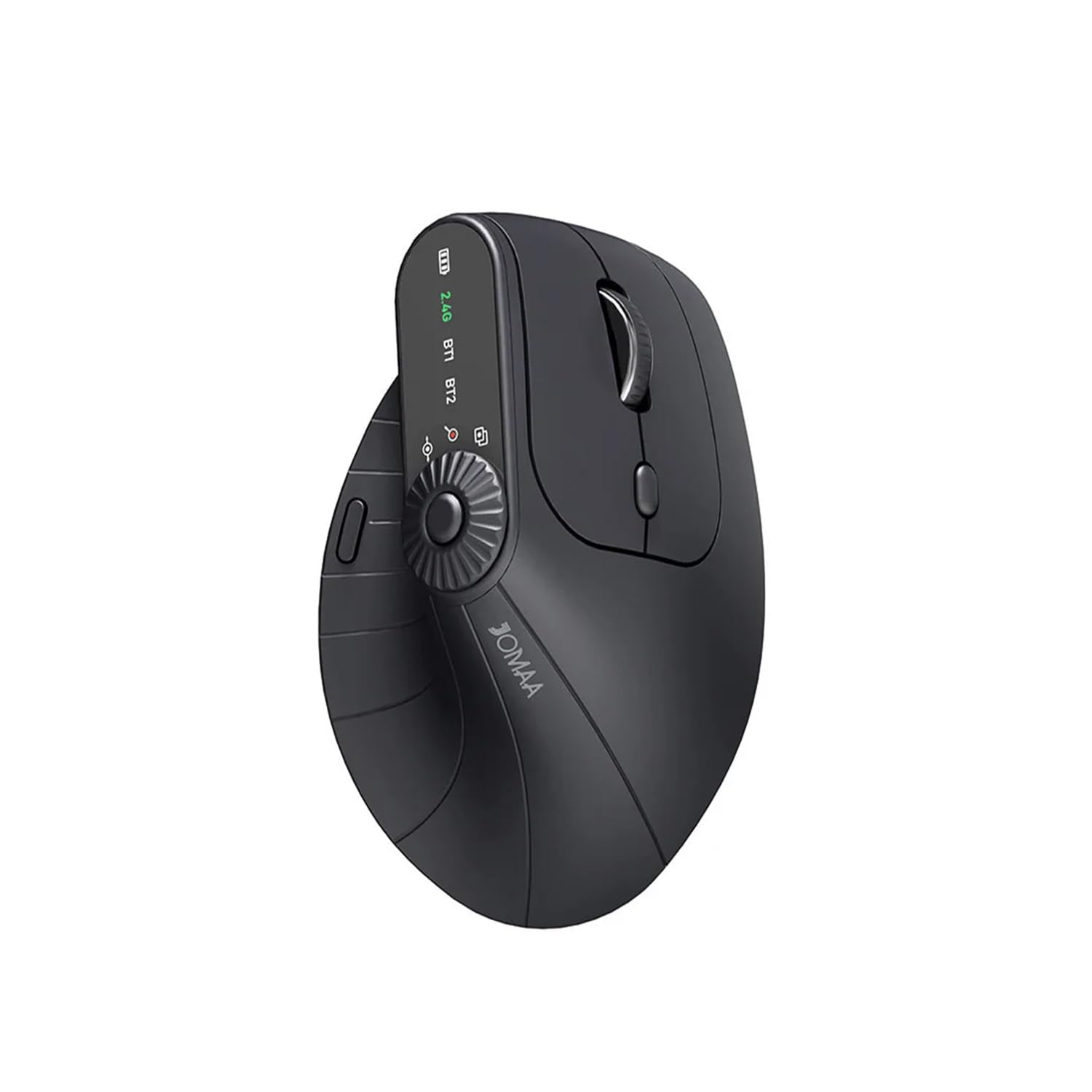 JOMAA Wireless 2.4G & Dual Bluetooth Three-Channel Ergonomic Vertical Mouse Adjustable DPI, Multi-Function Turntable for PC, Laptop, MacBook, Rechargeable (Black)-image-47