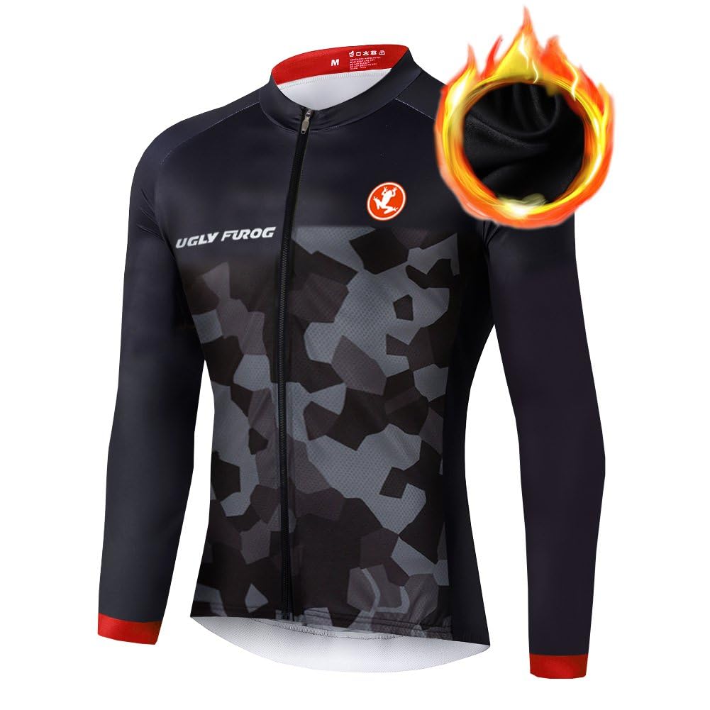 UGLY FROG Abbigliamento Magliette Set Inverno Termico Vello Antivento Maglia Lunga e Pantaloni Completo Ciclismo Uomo Invernale KXITCXHB14