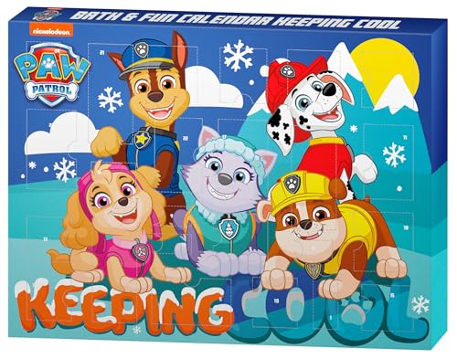 PAW PATROL Adventskalender 2024 Bath & Fun Weihnachtskalender I Snow - Adventskalender Kinder, viele Highlights mit Badeartikel und Accessoires