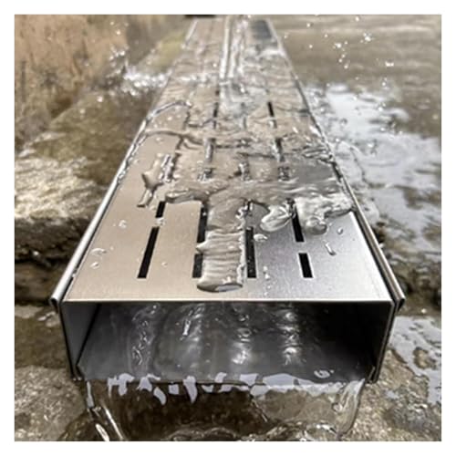 DKRAHRJJ Canal de Drenaje, Kit de Canaleta de Drenaje, Tubería de Drenaje para Zanja de Jardinería Exterior, Kit de Canaleta de Sumidero para Pisos Angostos para Baños, Casas/3 * 3.5 * 100Cm