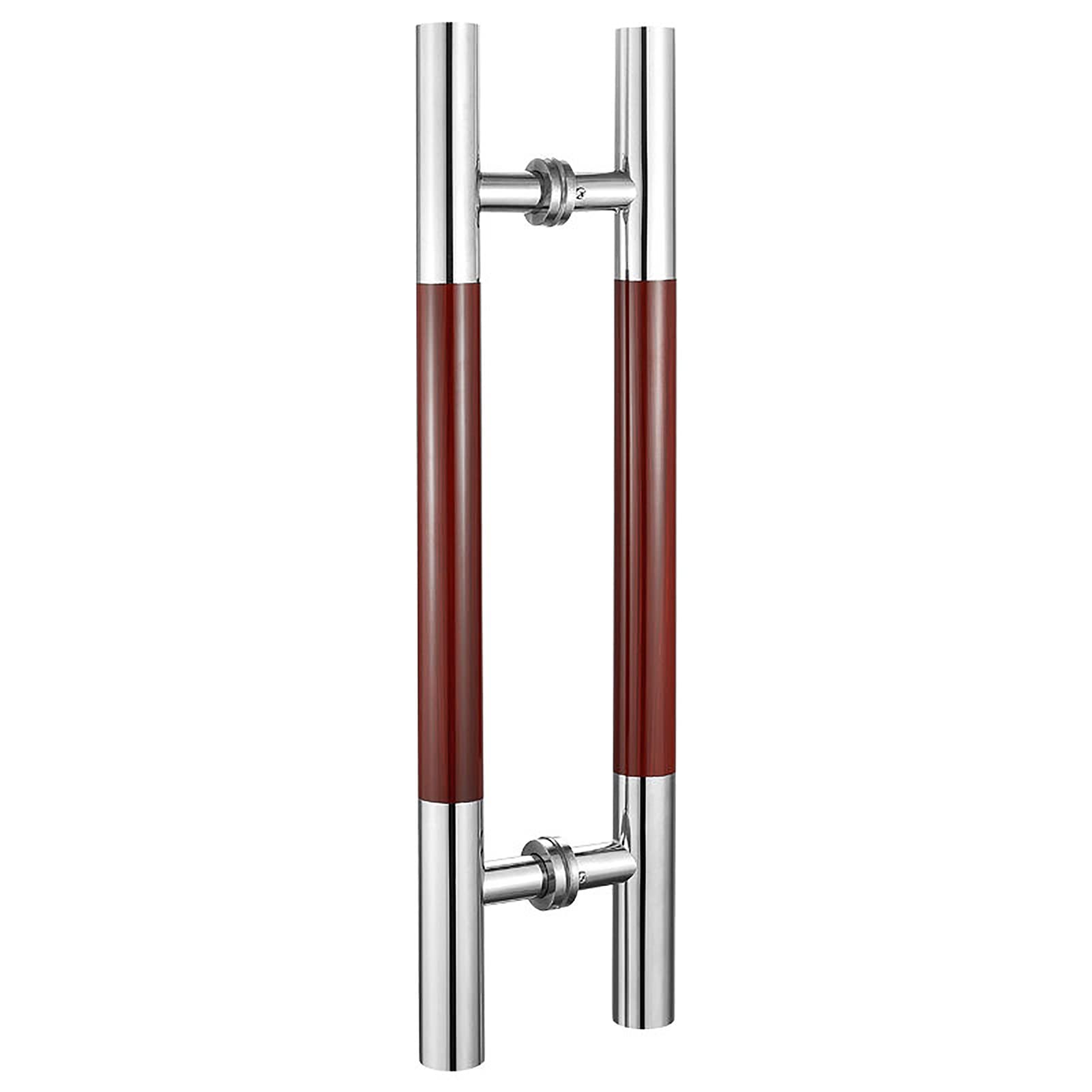 Poignée de porte texture bois en H acier inoxydable 60 cm pour baie coulissante et grange