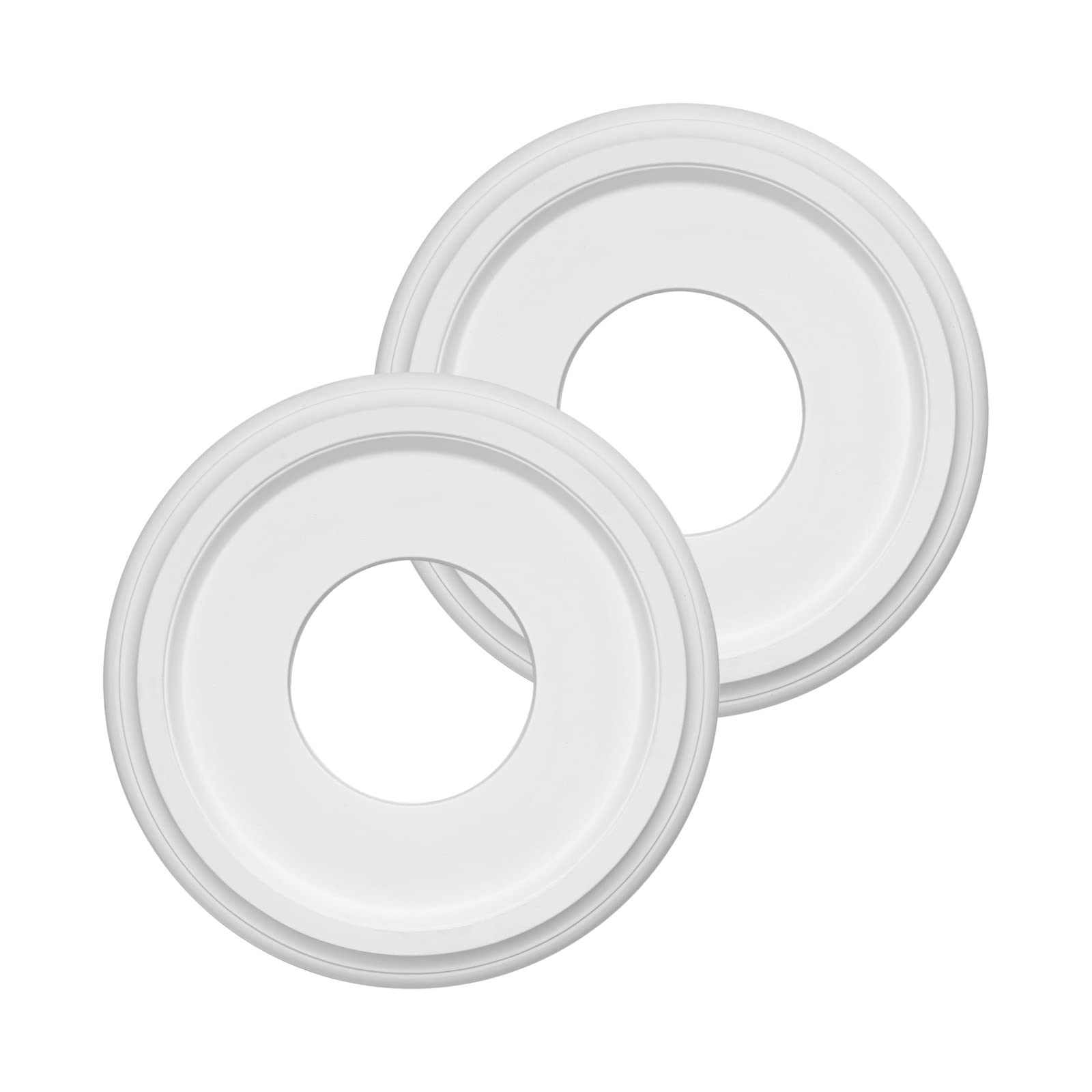 2 Pack Molded PU Ceiling Medallion for Light Fixtures and Ceiling Fans, 10"OD x 4"ID （White）