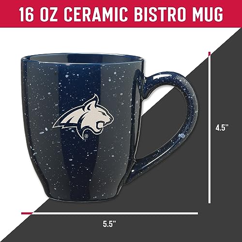 Image of Rico Industries NCAA Montana State Bobcats Navy Blue Personalized 16 oz Team Color Laser Engraved Speckled Ceramic Coffee Mug