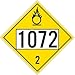 NMC DL70BTB25, DOT Placard Sign,"O, F.D. 1072" (10 Packs of 25 pcs)