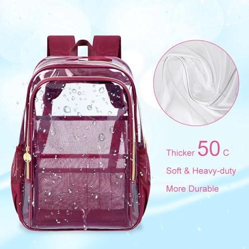Image of AGSDON Clear Backpack, Heavy Duty Transparent Bookbag, See Through PVC Backpacks for Women Men