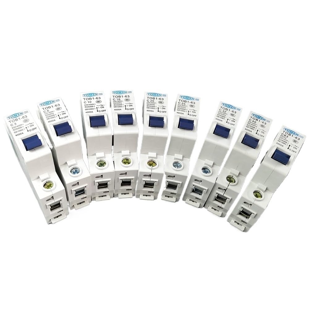 GUOCHENJIE Circuit Breaker TOB1-63 C-Type 1P MCB 230/400V 3A-63A, Leakage & DC Protection, Waterproof Circuit Breakers(1P 40A)