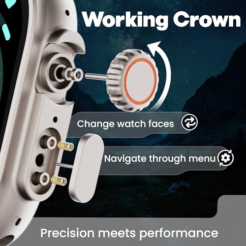 Image of Boult Crown Pro Smart Watch 2.01'' AMOLED, BT Calling, Working Crown, AOD, Zinc Alloy Frame, 650 Nits Brightness, AI Voice Assistant, SpO2 Monitoring, 120+ Sports Mode (Skyline Blue)