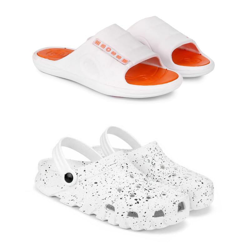 WINGSCRAFT-Lightweight Classic Clogs | Sandals |Slider Adjustable Back Strap for Men-Combo(2)_S-3084-3057-10 White (B0D4MD75WG) Amazon Price History, Amazon Price Tracker