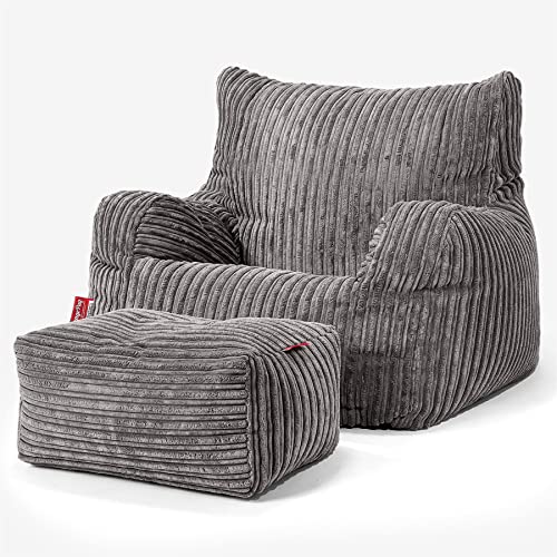 Lounge Pug, Sitzsack Ohrensessel, Cord Schiefergrau – Bild 5