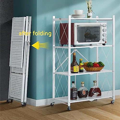Image of Foldable Movable Storage Rack /Organiser, Book Shelf for Living Room, Office, Library (White, 4 Layer)