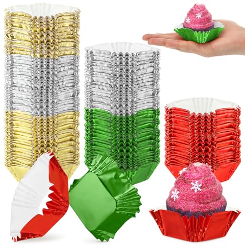 Image of Layhit 900 Pcs Square Mini Foil Cupcake Liners Baking Cups,Vibrant Color