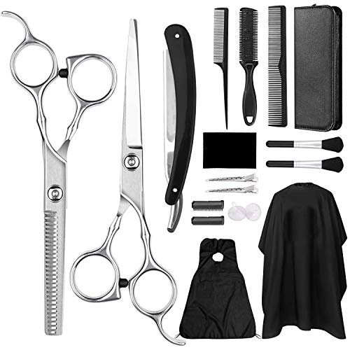 GVOO Haarschere Set,Premium Scharfe Friseurscheren Professionelle Friseur-Sets aus Edelstahl zum Ausdünnen und Strukturieren Perfekter Profi Effilierschere für Damen,Herren und Kinder