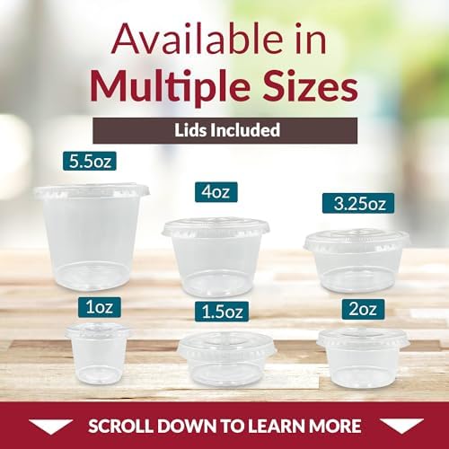 Reli. 5.5 oz Condiment Containers with Lids (100 sets) | Ideal for Sauce, Souffle, Samples, Jello Shot Cups | Disposable, BPA-Free Plastic | Small Containers 5.5oz, Bulk - 5