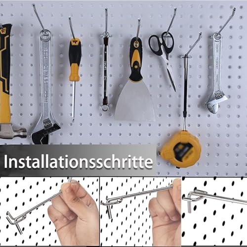 Lochwand Haken, 60 Stück Intervall von 3cm Lochwand Zubehör, Durchmesser 3mm Pegboard Haken, Lochwandhaken Anhänge Haken für Display Board, Supermarktregale, Baumärkte, Werkstatt (Länge 5cm, 10cm)