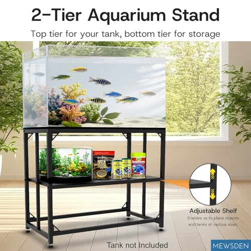 Image of Fish Tank Stand, 40 Gallon Heavy Duty Metal Aquarium Stands, Reptile Tank, Turtle Tank, Breeder Tank Stand, 660LBS Capacity Terrarium Stand Rack with 2-Tier Storage Shelves (Black, 36.5 inchx18.5 inchx29.5 inch)