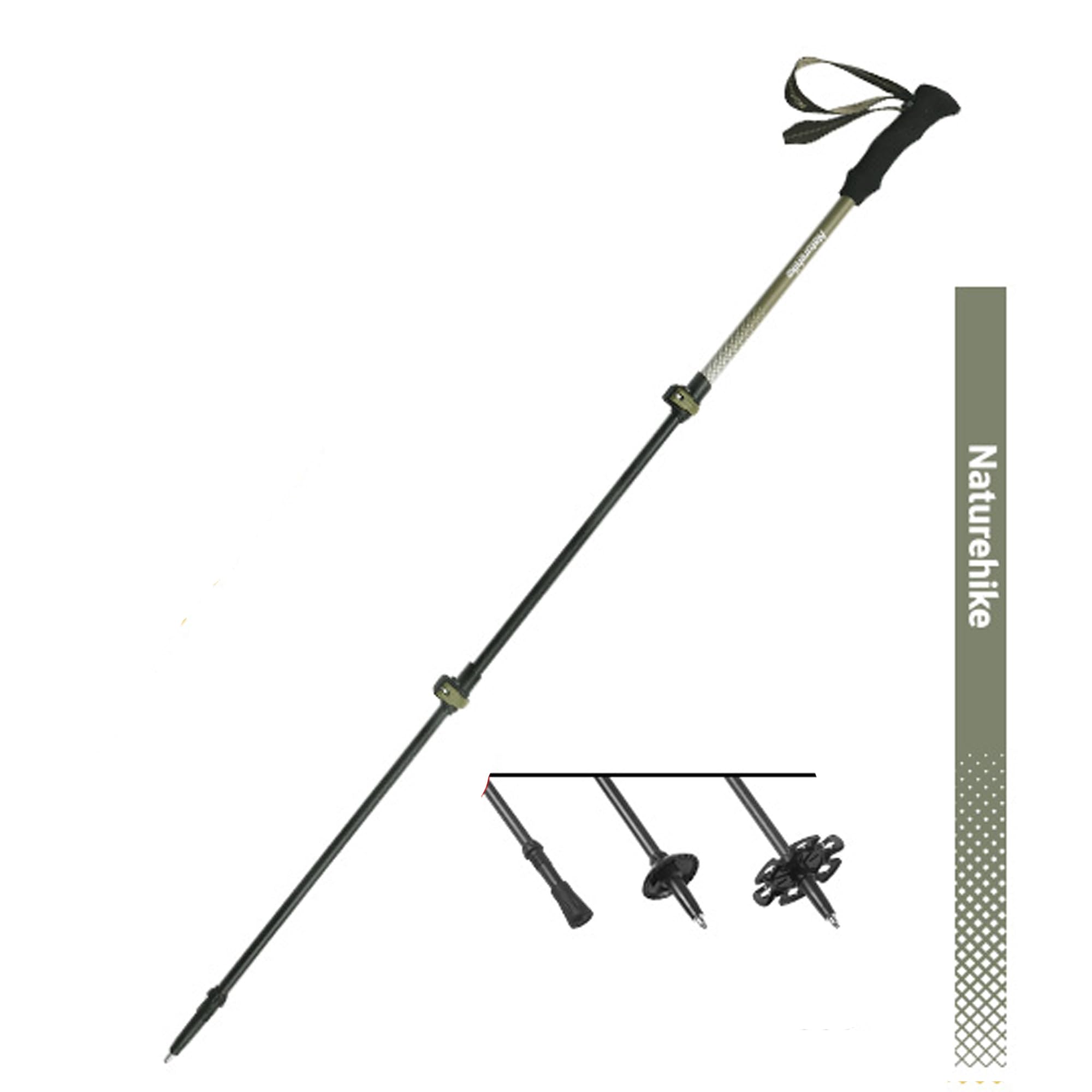 Naturehike Bâton de randonnée en fibre de carbone 3K pliable et télescopique 3 sections ultraléger pour homme et femme