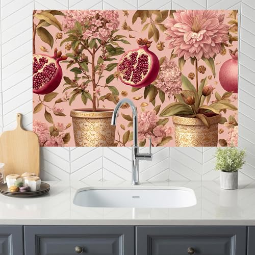 Image of Pomegranate Botanical Backsplash Peel and Stick, 35.4x23.6 in