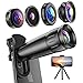 Produktbild LIERONT Handy Objektiv Kamera Linse Kit,5 in 1 Universal Zoom Teleobjektiv,Makro Objektiv,Fischaugenobjektiv,Objektiv Weitwinkel und Kaleidoskop Linse für iPhone Samsung Huawei Android Smartphone