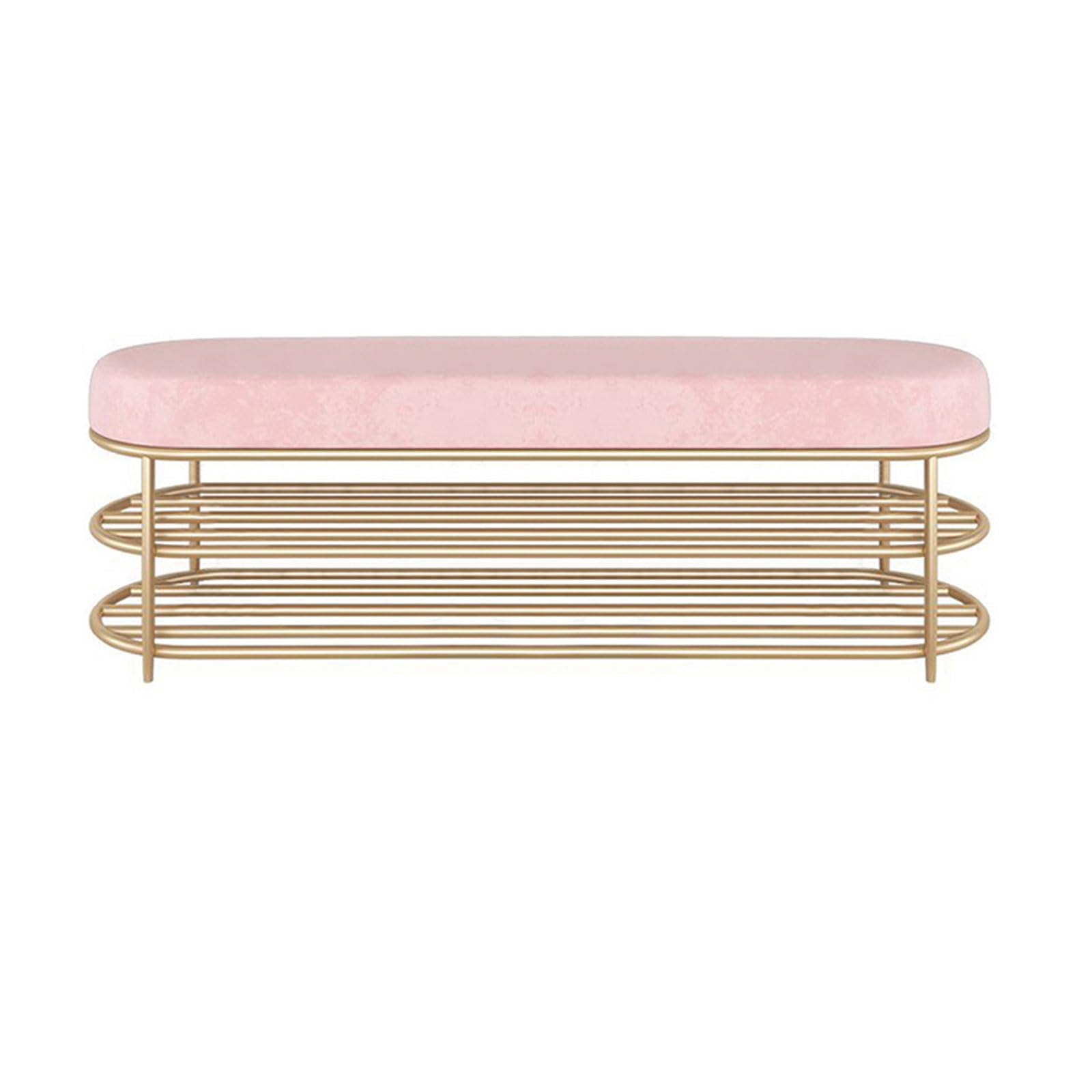LWJSOCP Modern Entry Bench with Shoe Storage Rack and Velvet Upholstered Seat