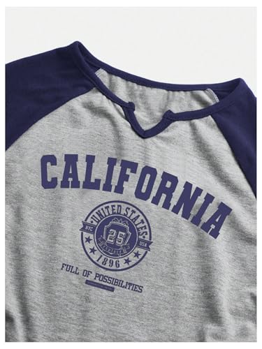 Image of SOLY HUX Girl's Long Sleeve T Shirts Cute Graphic Tees Casual Teen Tops Preppy Back to School Clothes Dark Blue and Grey 11Y