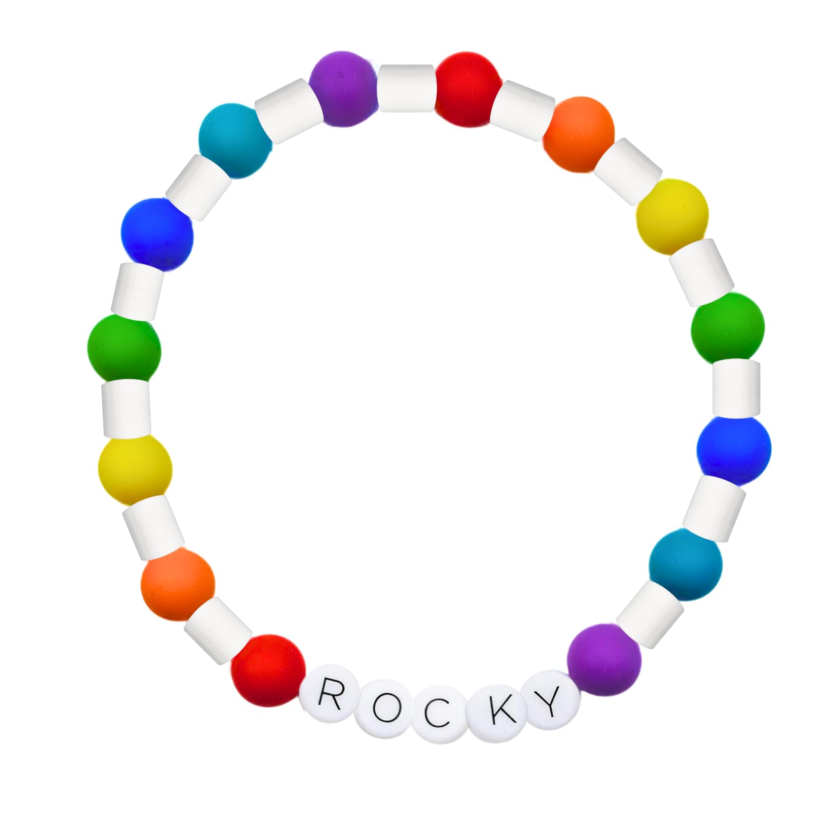 FeLux Personalisierbares Namenshalsband - Bunte Hundehalsband mit Wunschname - EM-Keramikhalsband für Hunde & Katzen - Geschenkidee Rainbow