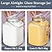 Folinstall 2 Pack 1.5 Gallon Glass Jar with Airtight Lid, 192 oz Square Wide Mouth Mason Jars with Stainless Steel Handle, Large Glass Storage Containers for Canning, Flour, Sugar, Rice, Pickled Eggs