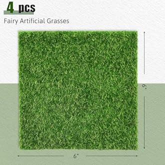 Shindel 4 Packs Fake Grass Decor for Crafts, 6" x 6" Fairy Artificial Moss for Miniature Garden, Dollhouse Accessories Diorama Supplies DIY Decoration