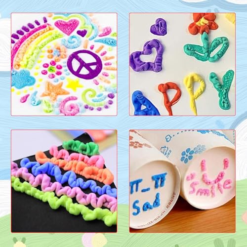 Hpbaggy Magisch Popcorn Stifte 12 Stück, Magischer Popcornstift 3D Aquarellstift, Magic Puffy Stifte, DIY Bubble Popcorn Drawing Pens, Zum Zeichnen, Grußkarten Gestalten