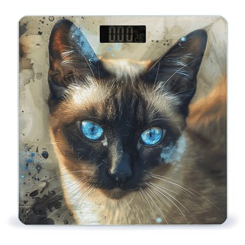 Báscula digital de baño con diseño gato siamés