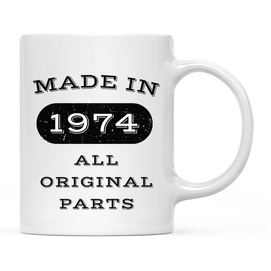 INKOLOGIE11oz. Birthday Milestone Coffee Mug Gift, Made in 1974 All Original Parts, 1-Pack, 42nd, 43rd, 44th, 45th Birthday, Anniversary