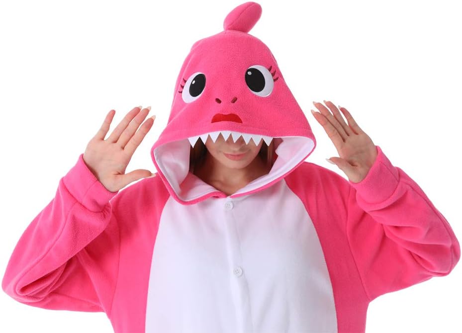 dressfan Cartoon Unisex Animal Grey Shark Costume Pajamas Adult Kids Teen Women Men - Image 6