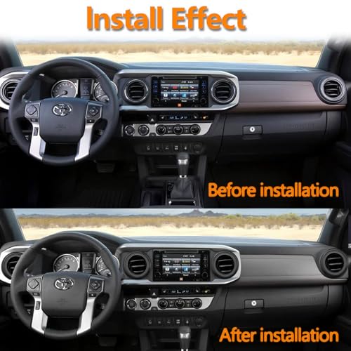 Image of Aluminum Alloy Vent Inner Rings Kit for Toyota Tacoma 2016-2023 (4pcs Black) - Air Conditioner Vent Trim Rings, Metal Interior Upgrade Accessories