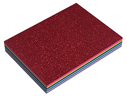20 Pack Glitter Foam Sheets with Adhesive Backing, 9 x 12 Inch, by Better Office Products, Assorted 20 Colors, for Arts and Crafts, 20 Adhesive Backed Sheets