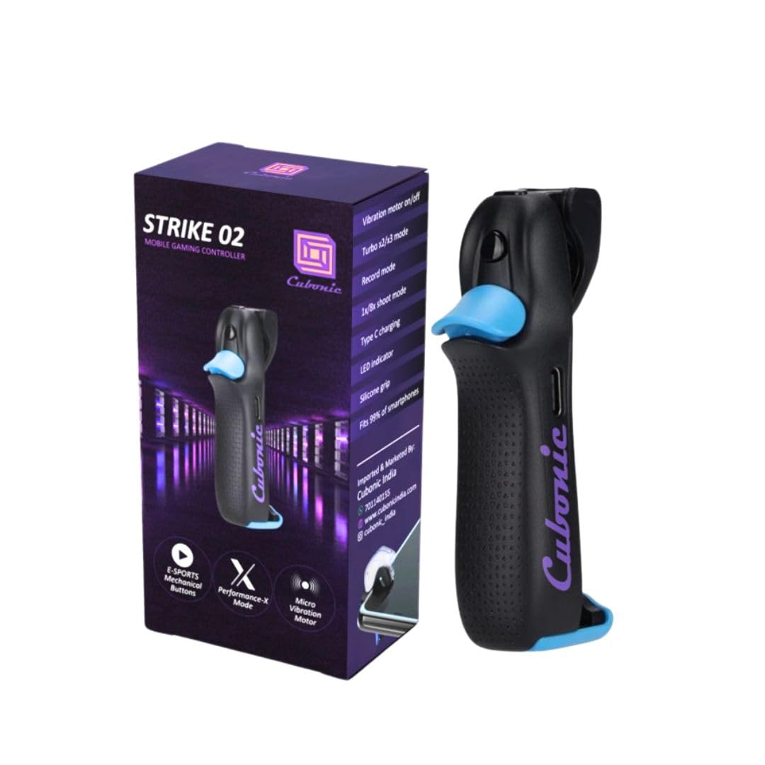 Cubonic Strike 02 Mobile Gaming Controller, High Sensitivity Haptic Capacitive Mapping Trigger for Mobile Game, Type C Interface 1 Pcs