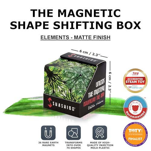 Image of Shashibo Shape Shifting Box - Award-Winning STEM Fidget Toy with Ultra Strong Magnets - Puzzle Cube Transforms Into 100+ Shapes, Perfect Sensory Gift for Kids, Teens, and Adults (Elements)