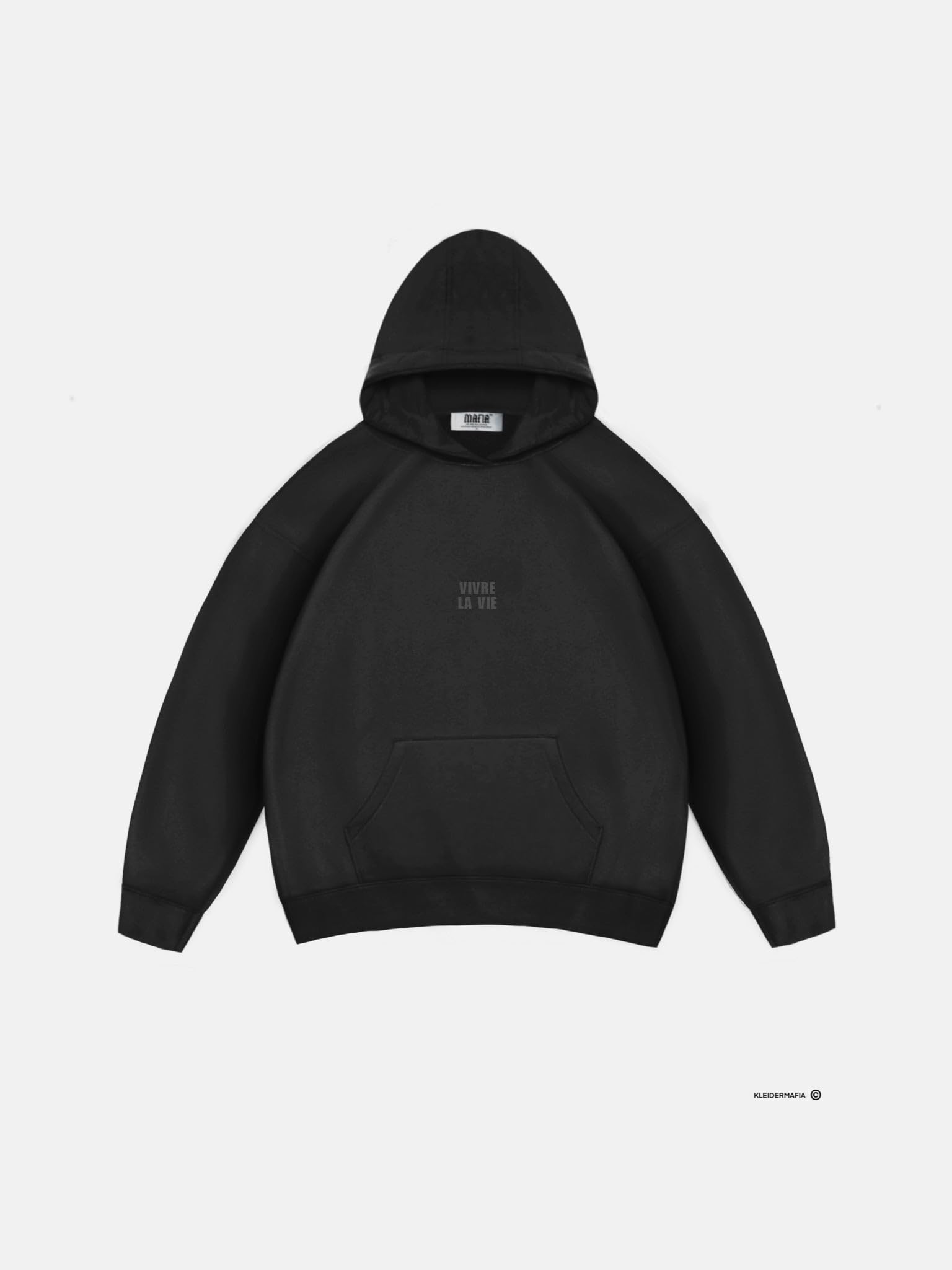 Oversize Vivre La Vie Hoodie - Black and Grey